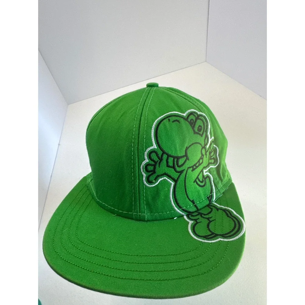 Nintendo Super Mario Yoshi Kids Green Snapback Hat Flat Brim Character Print